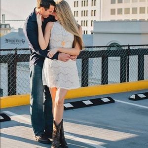 White dress with nude underlay